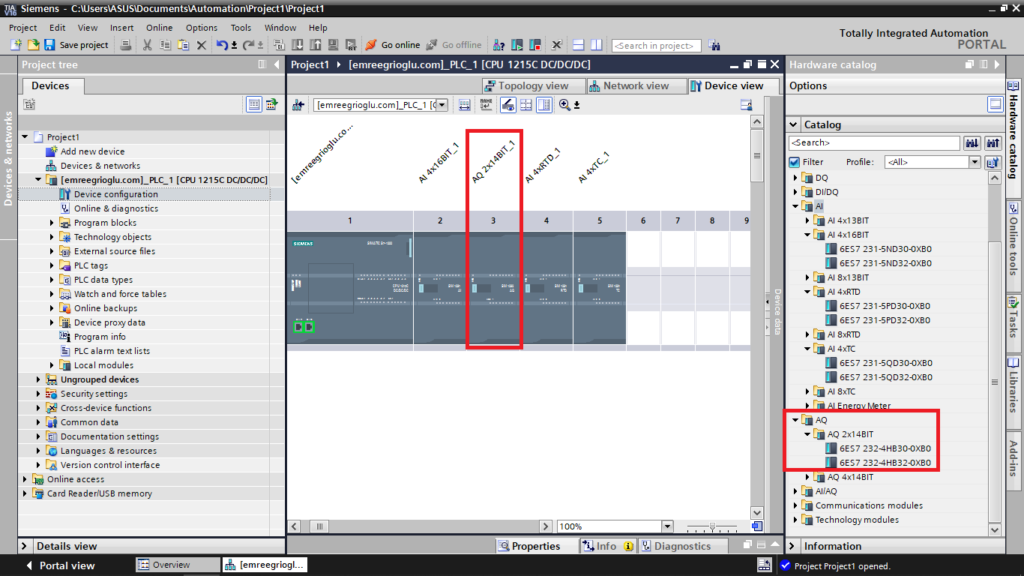 siemens tia portal v16 s7 1200 cpu ornek proje 1 2 analog giris modulu input module