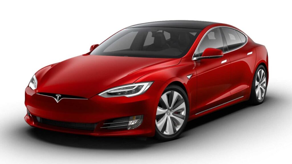 tesla model s plaid in red